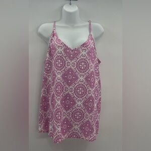 TECrew XL Pink Paisley Patterned Adjustable Spaghetti Strap Tank
